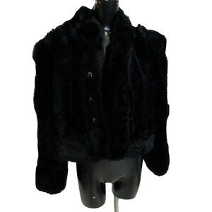 Polo Norte Rabbit Fur Black Jacket 100% Genuine Fur Size Small/Medium